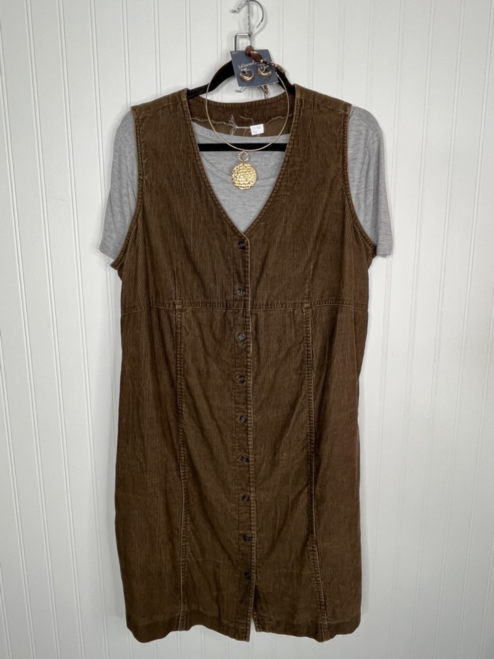 19. Vintage Brown Corduroy Button-Front Dress Bundle